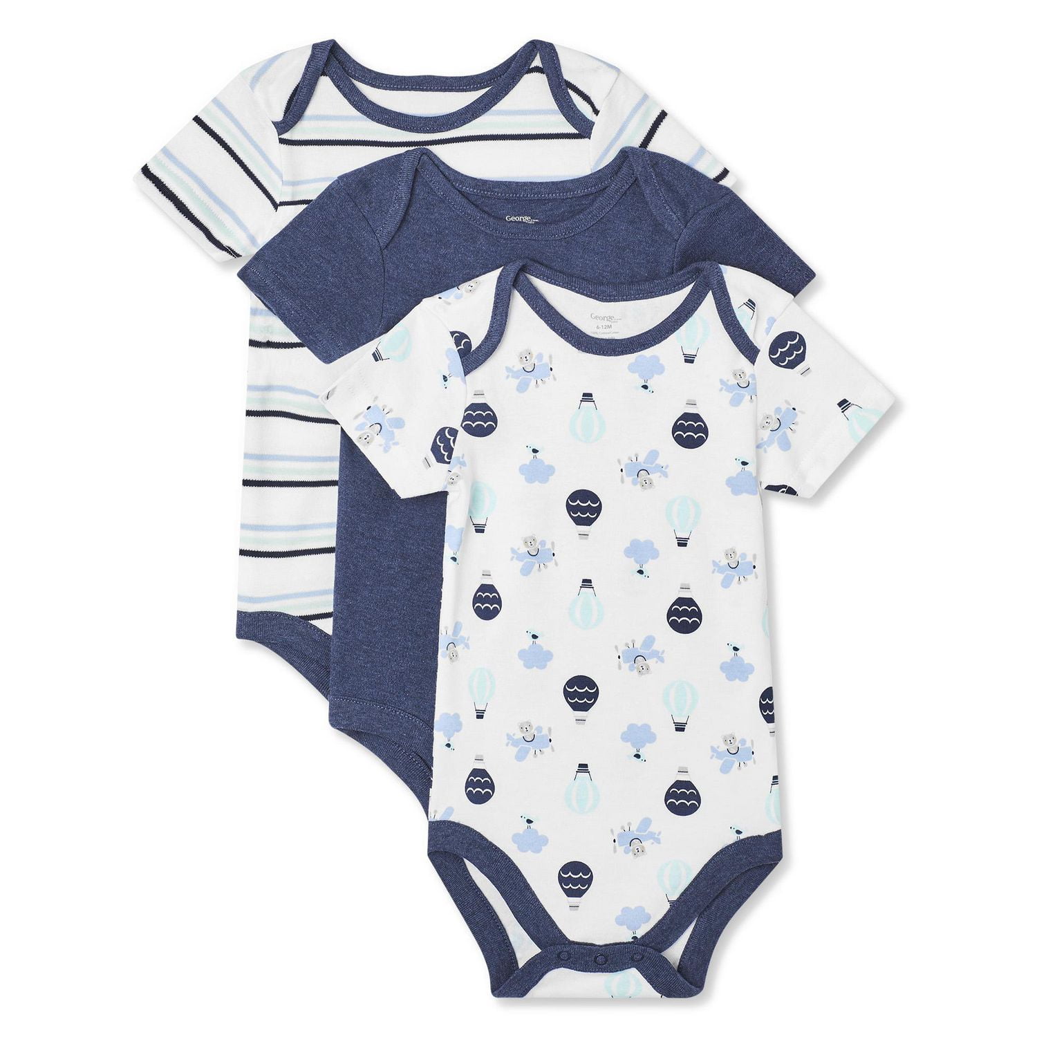 George Baby Boys' 3-Piece Short Sleeve Bodysuits | Walmart Canada