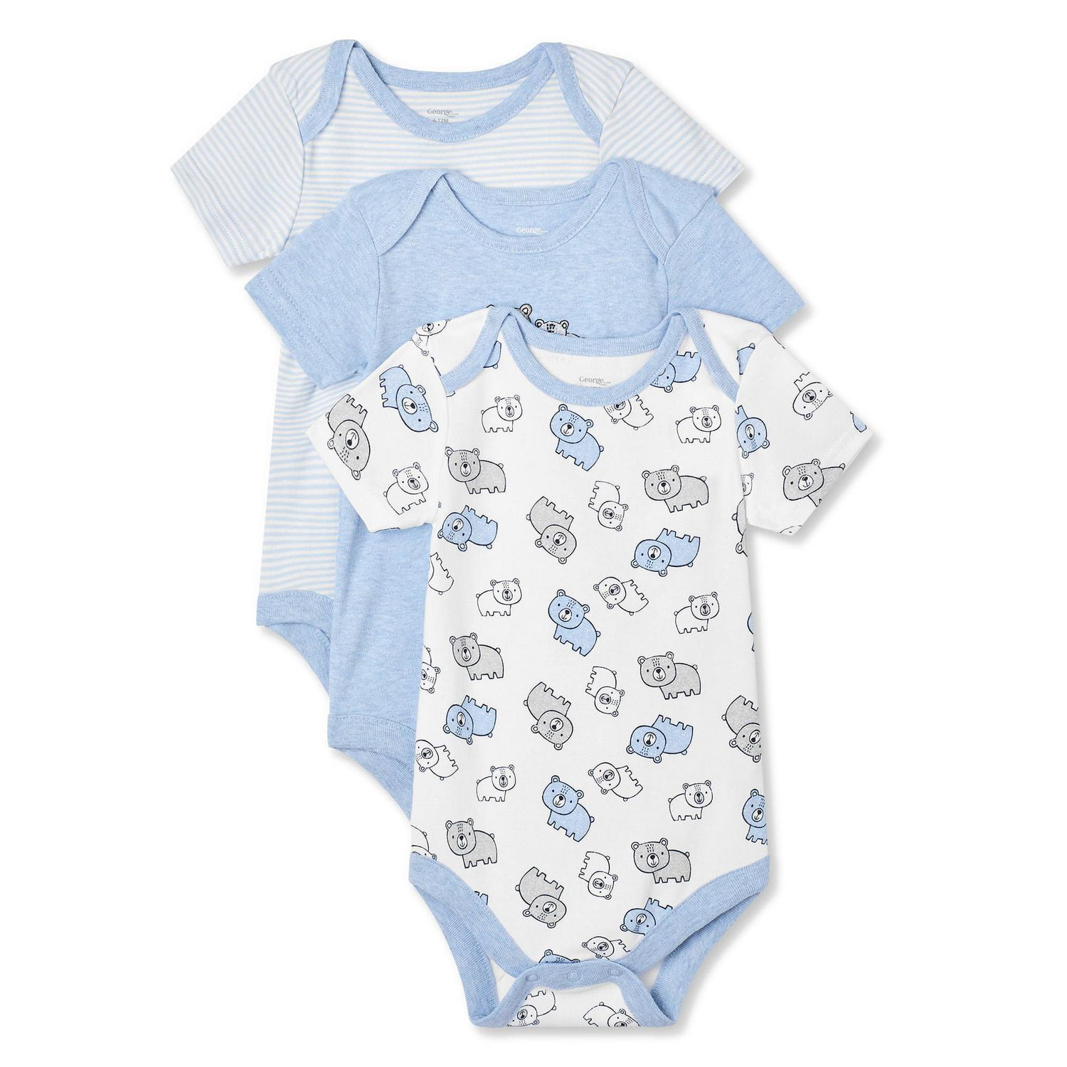 George Baby Boys' 3-Piece Short Sleeve Bodysuits | Walmart Canada