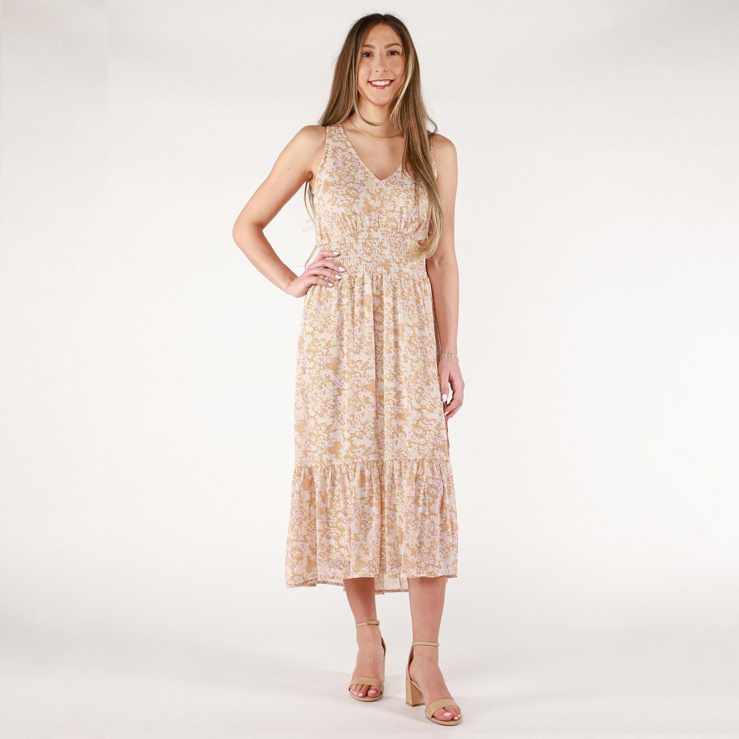 DV Sleeveless floral midi dress with side slit