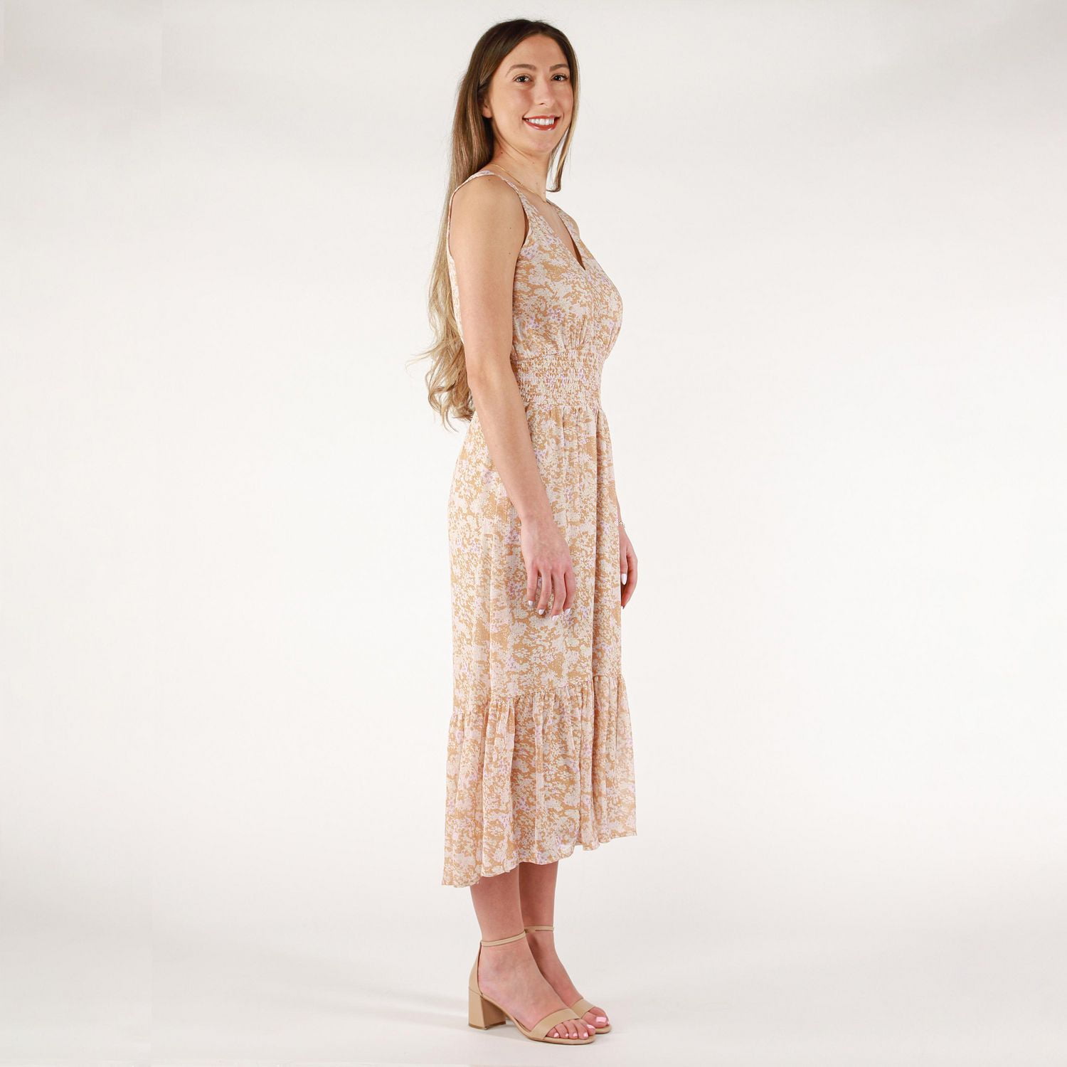 DV Sleeveless floral midi dress with side slit