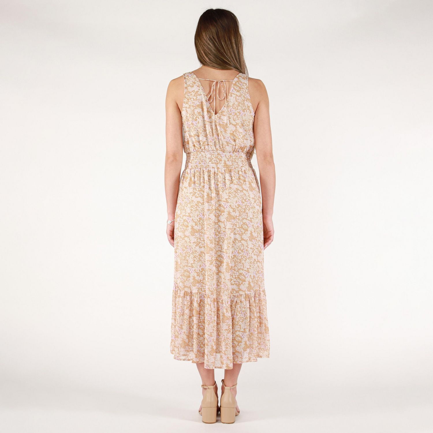 DV Sleeveless floral midi dress with side slit