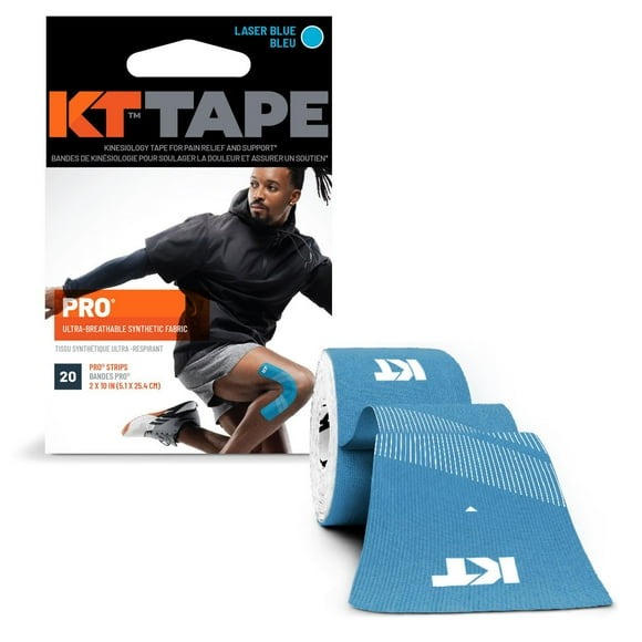 KT TAPE PRO Blue Therapeutic Kinesiology Sports Tape, 20 Strips
