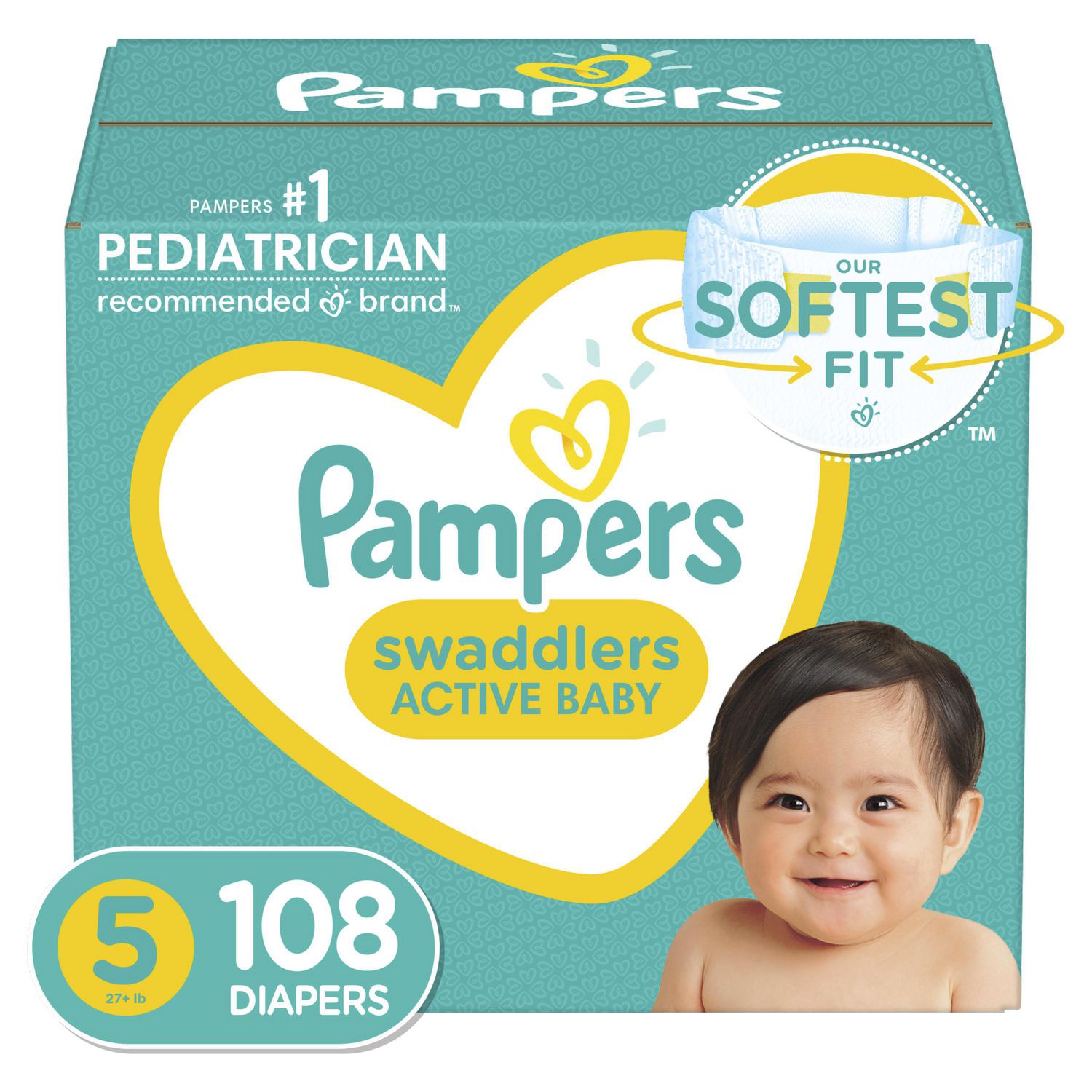 Pampers Couches Swaddlers pour bébé actif, taille 7, 66 couches