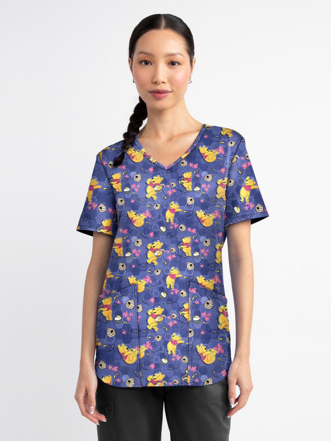 Scrubstar Collection Mode – Haut d’uniforme médical pour femmes à encolure en V, imprimé Oh Hunny, tailles XS 3XL