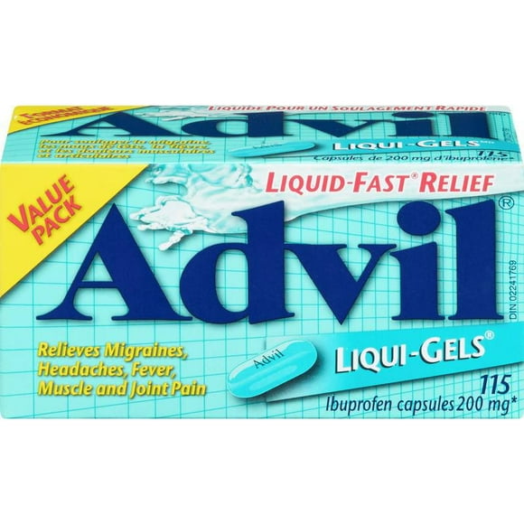 Advil Regular Strength Liqui-Gels Ibuprofen Capsules for Headaches and Pain Relief, 200 mg, 115 Count, 115 Count