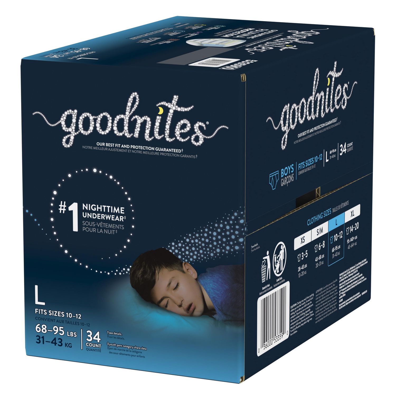 Goodnites NightTime Bedtime Underwear For Boys Fits Sizes10-12 (L) 11 Count