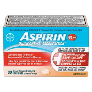 ASPIRIN 81mg, Amandes rapides quotidiennes à faible dose, saveur orange