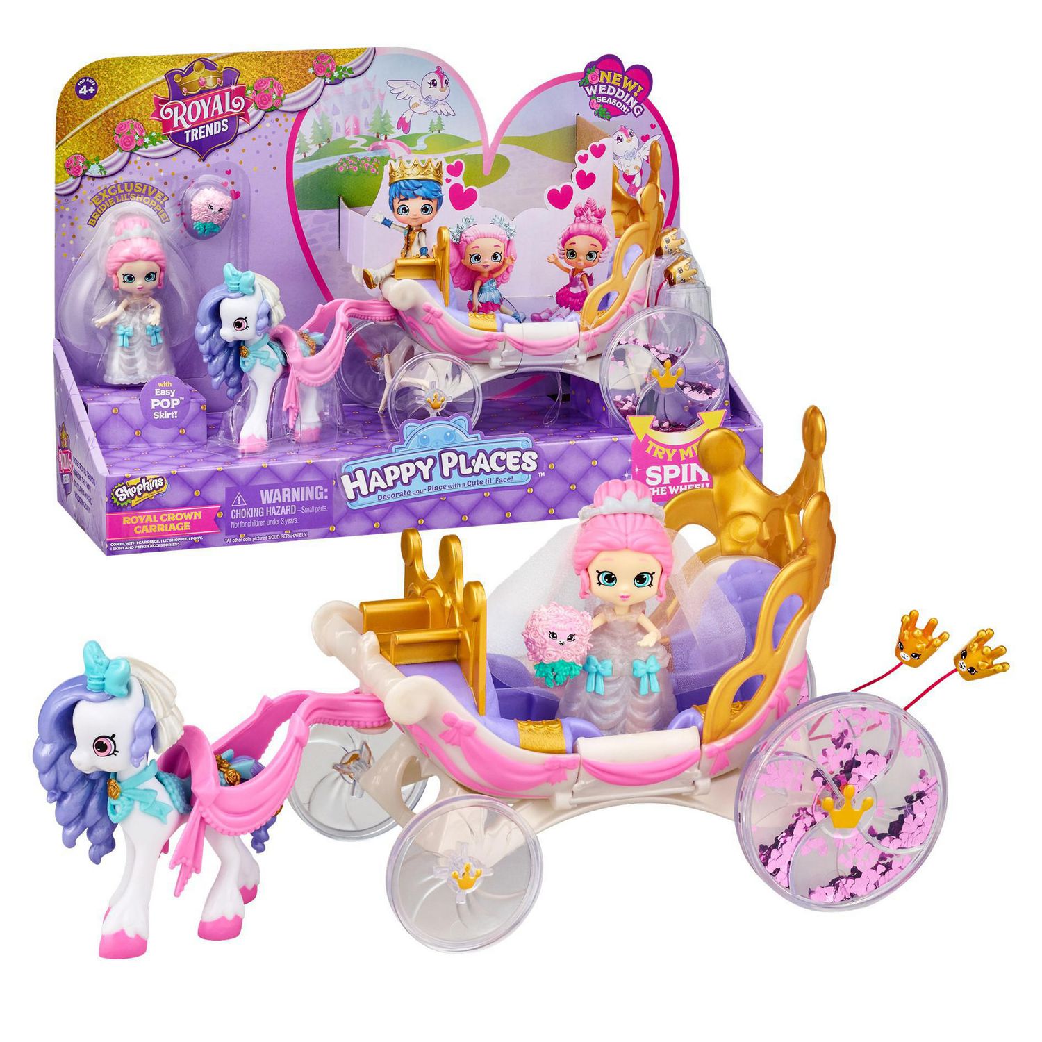 Shopkins Happy Places Royal Crown Carriage Playset Bridie Shoppie Doll NEW 