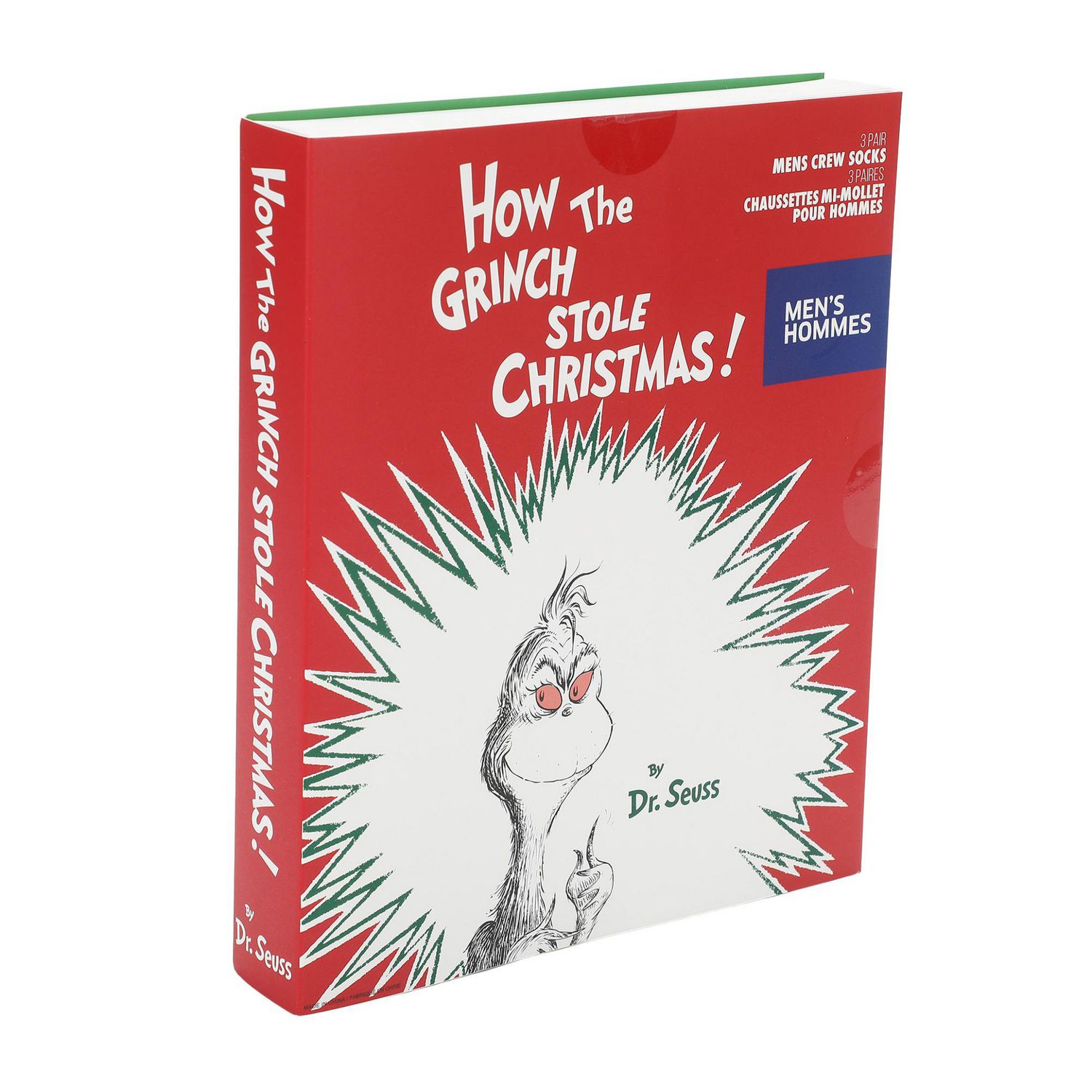 Lot De 3 Paires De Chaussettes Hautes Dr. Seuss Le Grinch Pour Hommes Dans Une Boîte Cadeau De Collection