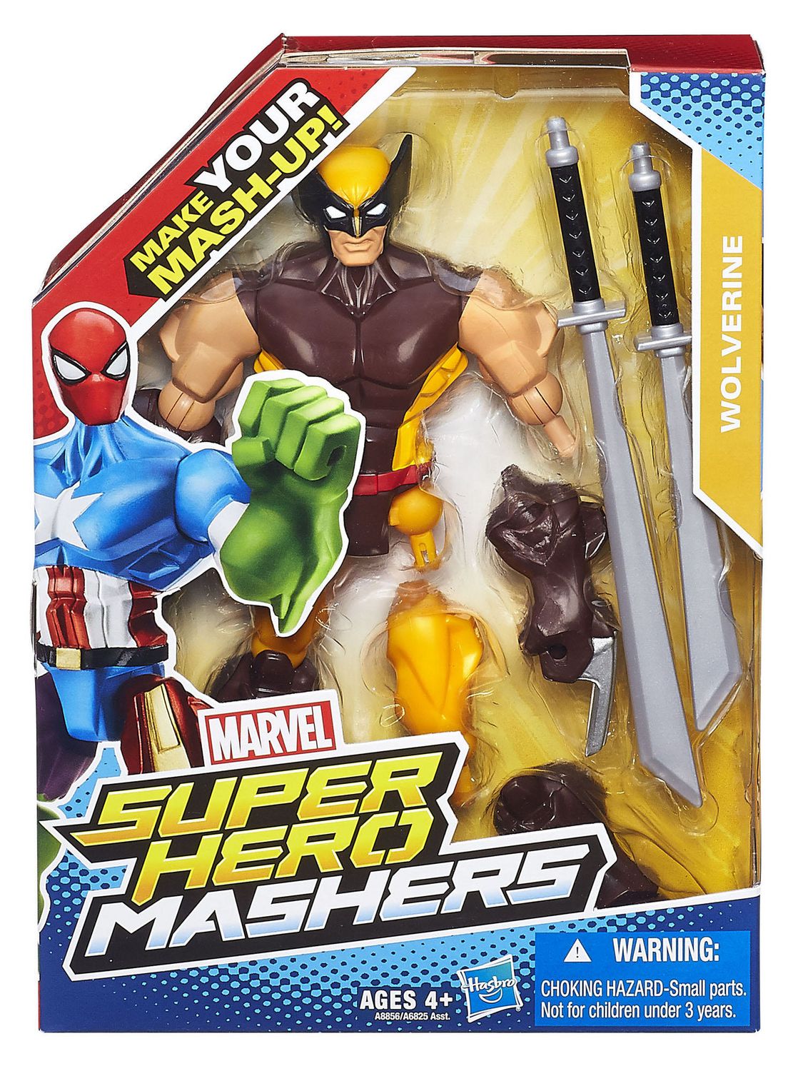 MARVEL Super Hero Mashers by Hasbro Lot of 4 Wolverine Iron Captain  Spider-Man