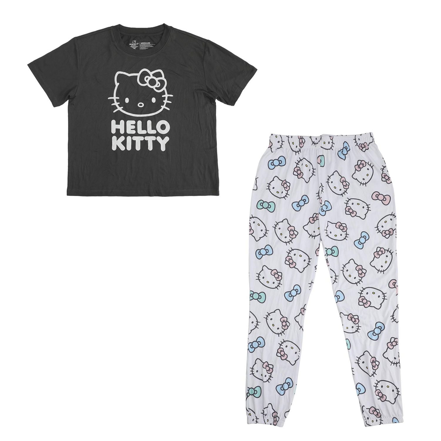 Women's Hello Kitty Pajama Set | Kitty Graphic Short Sleeve Top & Long Leg PJ Bottoms- Online Exclusive