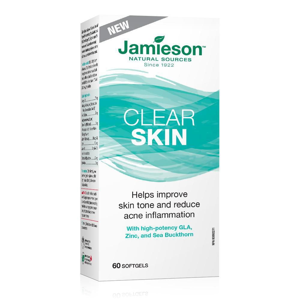 Jamieson Laboratories Jamieson Clear Skin Softgels with Borage Oil, 670 mg, 60 Count, 60 Softgels