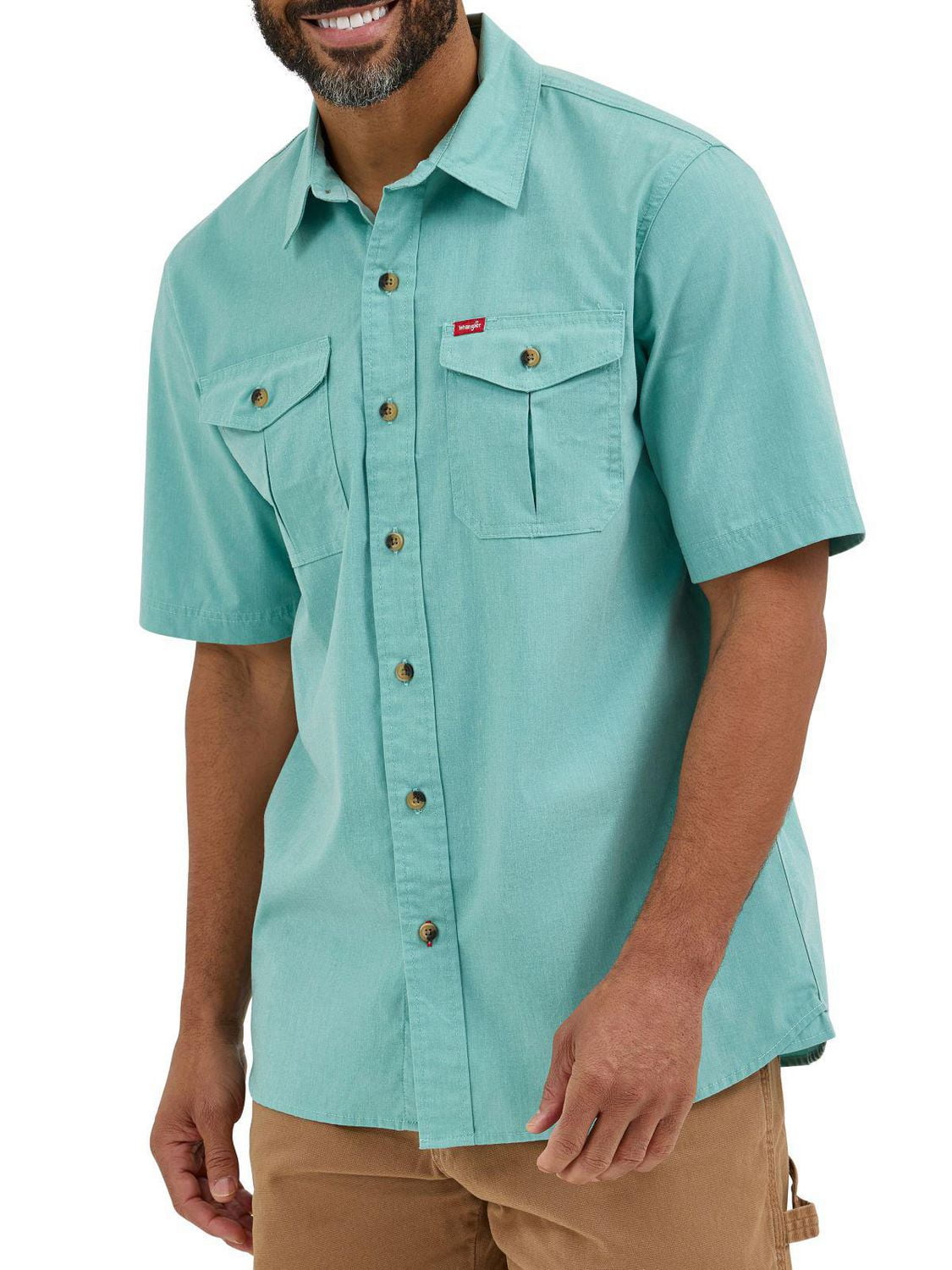 Wrangler Men's Short Sleeve Twill Shirt, Short Sleeve Twill