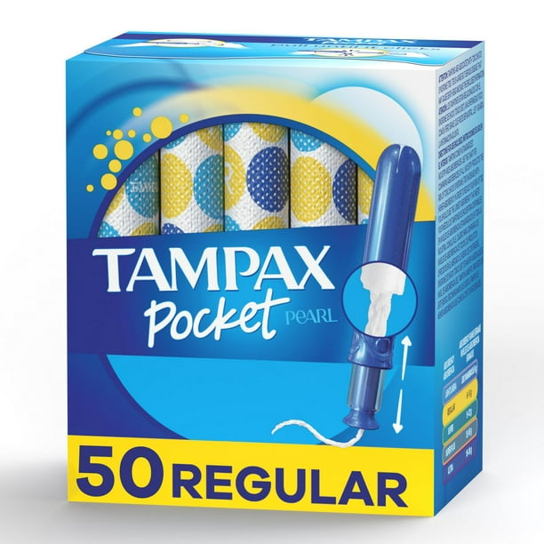 Tampax Pocket Pearl Compact Tampons Regular Absorbency with BPA-Free  Plastic Applicator and LeakGuard Braid, Unscented 