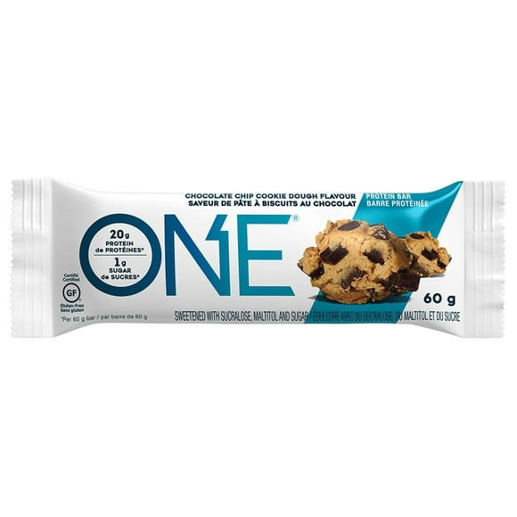 ONE Protein Bar Chocolate Chip Cookie Dough, 20g of protein, 1g of sugar