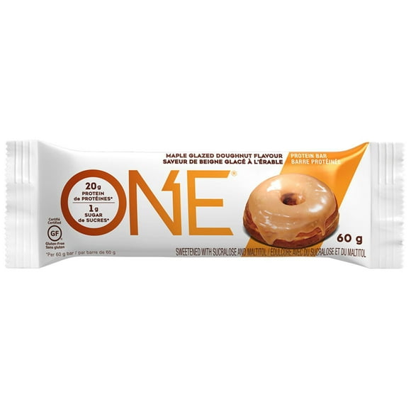 One Protein Bar Maple Glazed Doughnut, 20g of protein, 1g of sugar