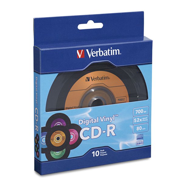 CD-R Verbatim 80min 52X avec surface vinyle numérique - Boîtier vrac 10 pièces
