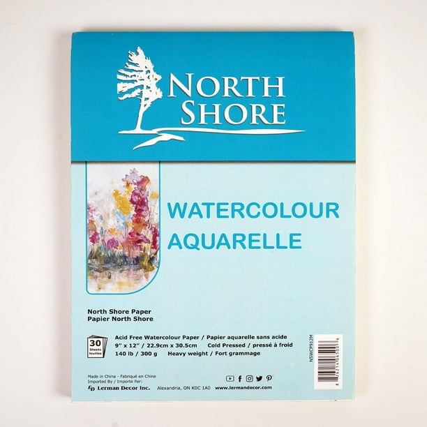 North Shore premier water color pad 9X12, 9 in x 12 in water color pad 