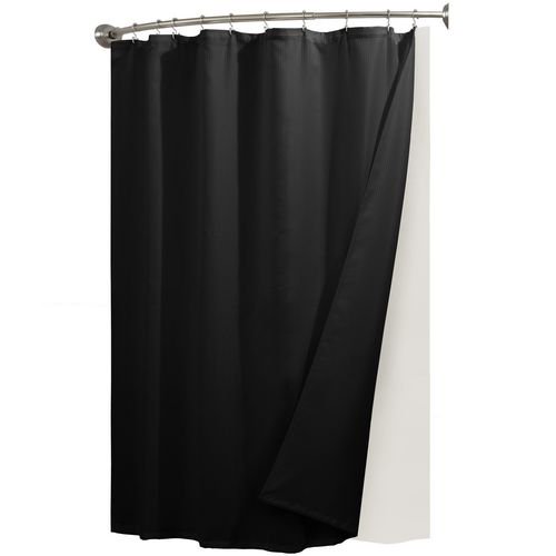 Ensemble de rideau de douche en tissu gaufre, noir
