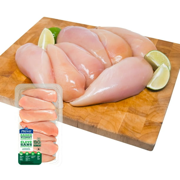 Poitrines de poulet désossées sans peau  Élevé sans antibiotiques Prime 7 Poitrines, format économique
