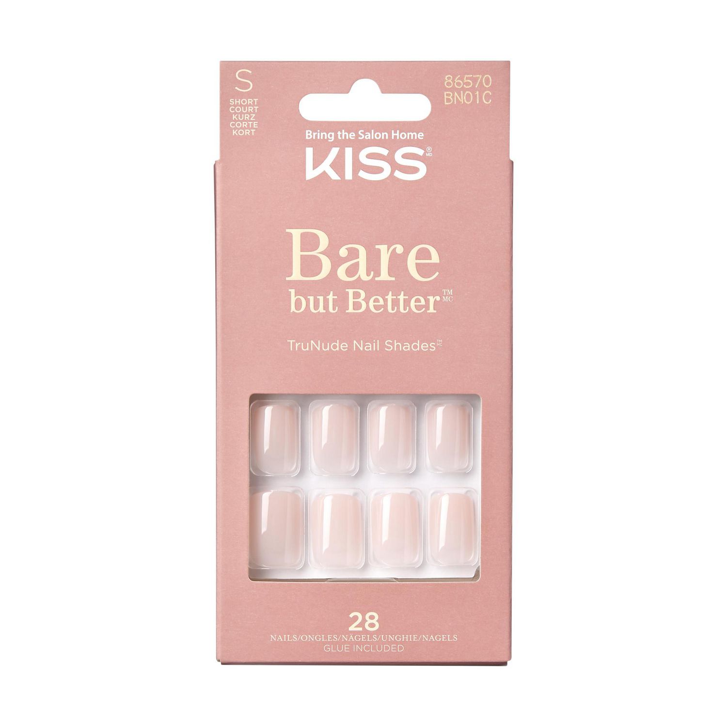 KISS Bare but Better Nails Nudies - Fake Nail, 28 Count, Short