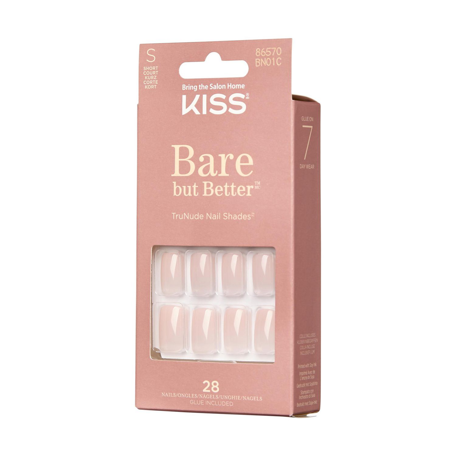 KISS Bare but Better Nails Nudies - Fake Nail, 28 Count, Short