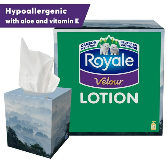 Royale Velour Lotion Facial Tissue, 1 Cube Box, 54 Tissues per box, 3-Ply, 54 Tissues