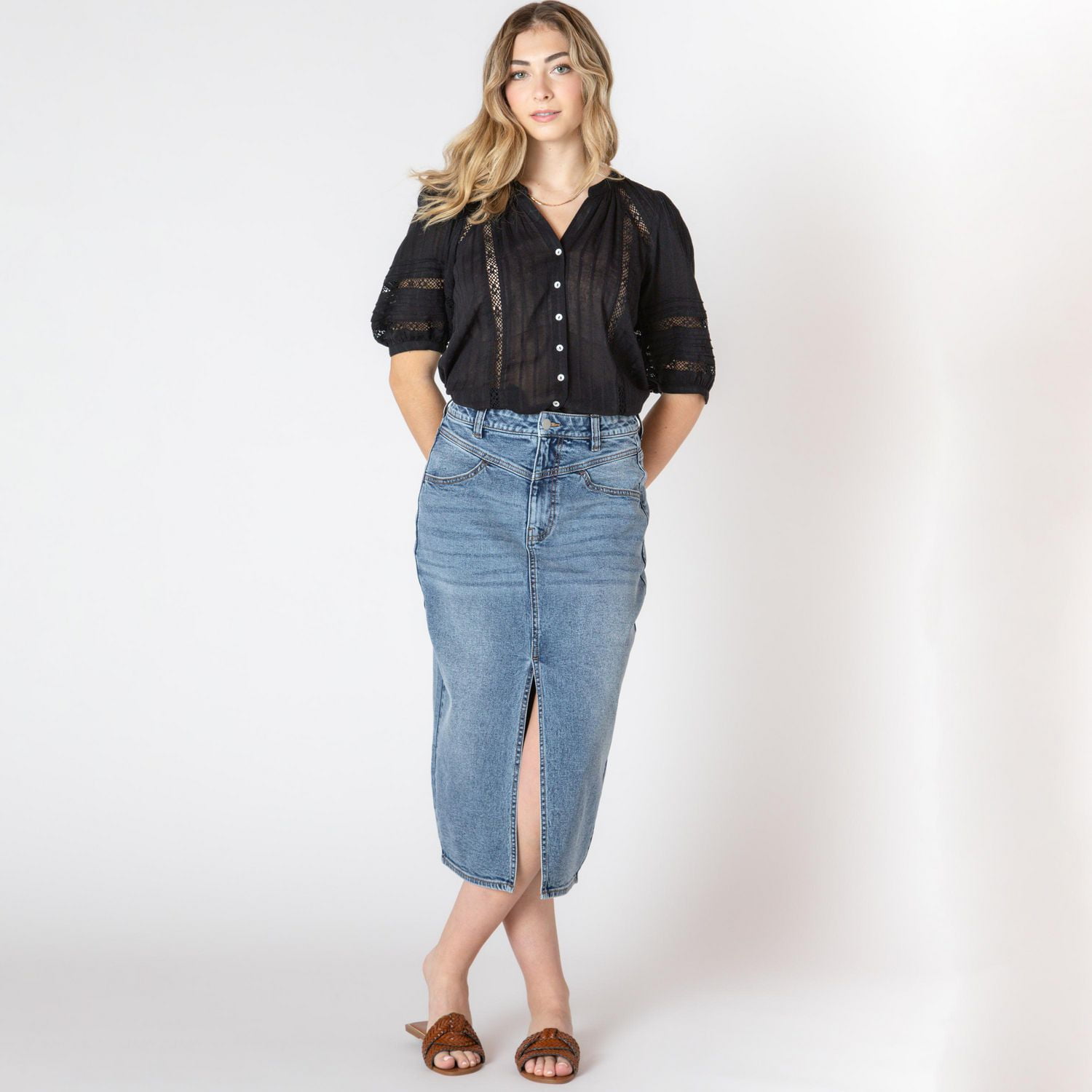 Devoted midi denim skirt