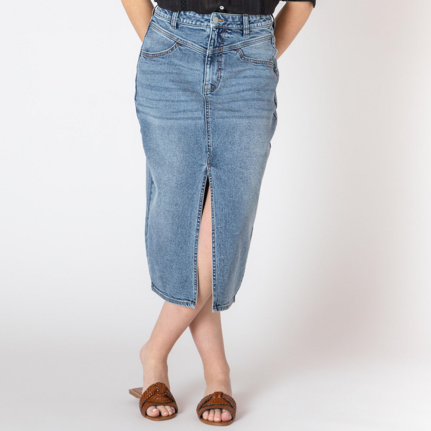 Devoted midi denim skirt