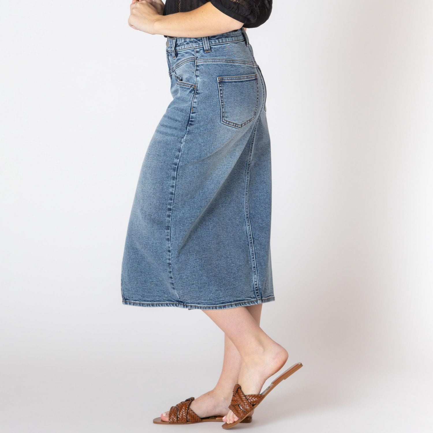 Devoted midi denim skirt
