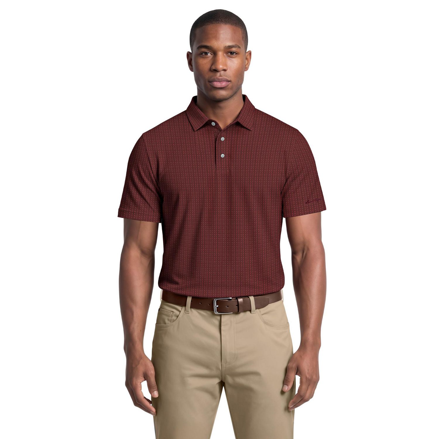 Polo de golf à manches courtes Ben Hogan Performance pour homme en maille jacquard bicolore
