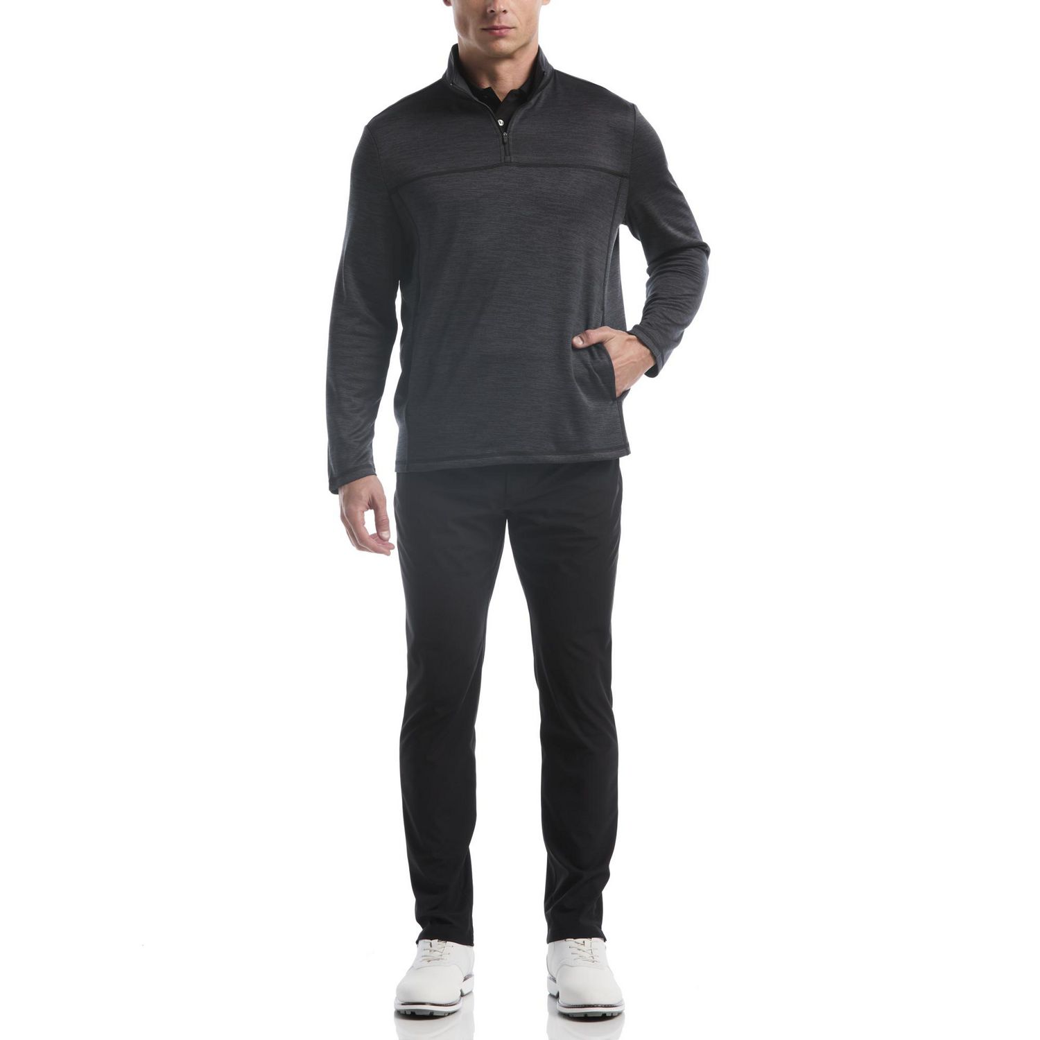 Haut en polaire unie à manches longues et fermeture éclair au quart pour homme Ben Hogan Performance