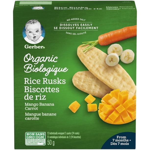GERBER® Organic Rice Rusks, Mango Banana Carrot, Baby Snacks 24 Rusks ...