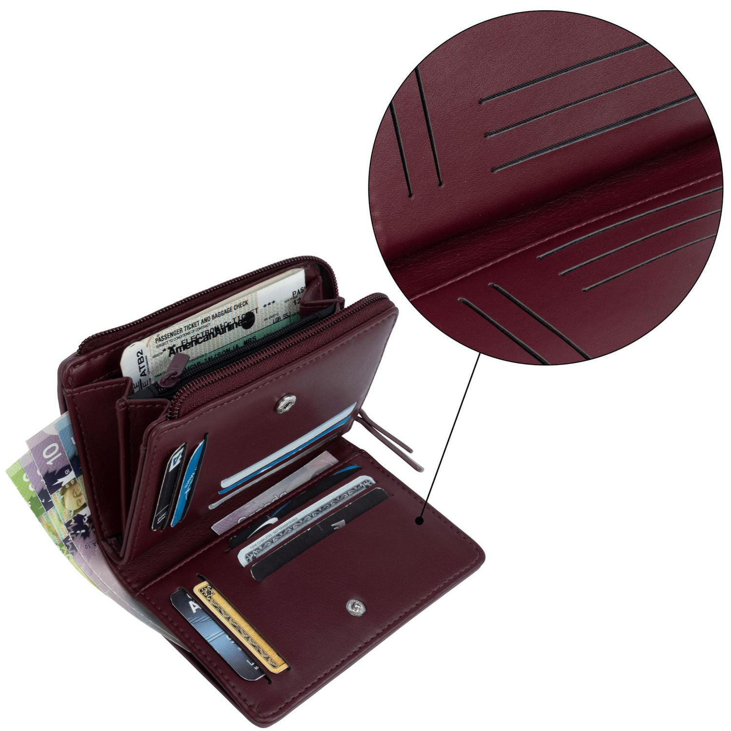 Time And Tru Front Card Organizer With Back Zip Compartment, Front card organizer.