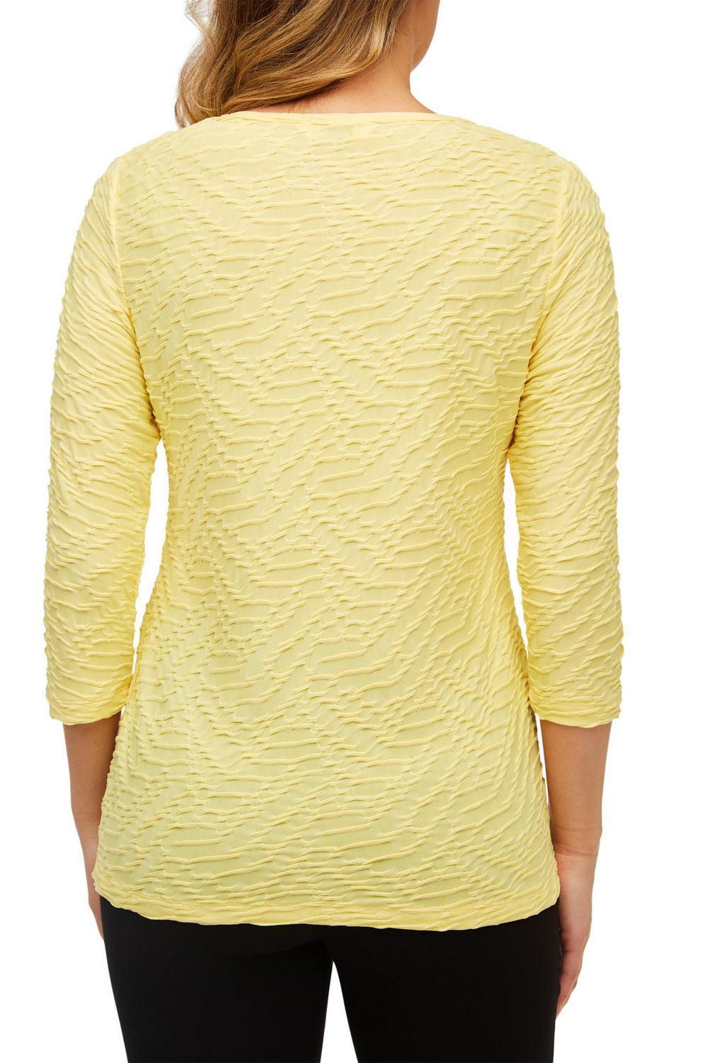 Alia Women's 3/4 Sleeve Crinkle Button Front Blouse