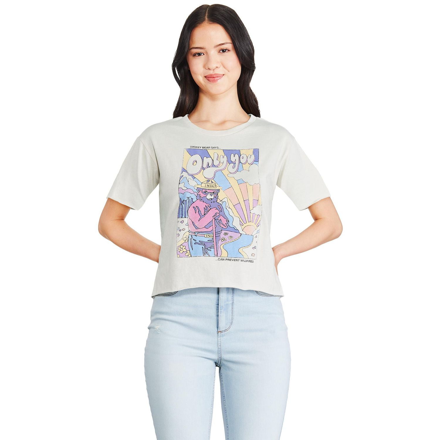 T-shirt écourté Smokey Bear pour femmes