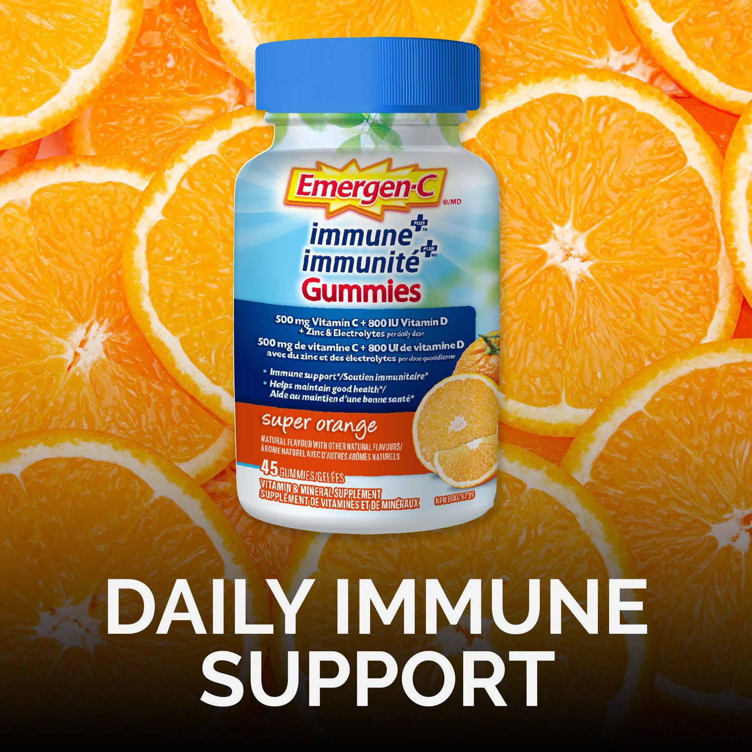 EMERGEN-C Immune+ Gummies (Super Orange flavour), 45 Count, EMERGEN-C Immune+ Gummies, 45 ct