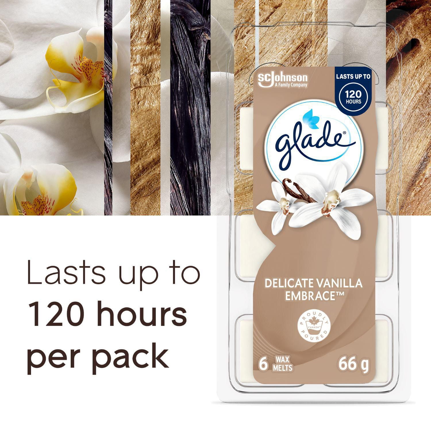 Glade® Wax Melt Air Freshener Refills, Delicate Vanilla Embrace, 6