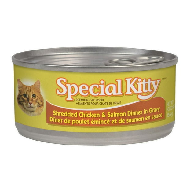 Special Kitty Aliments pour chats de prime Dîner de poulet émincée et de saumon en sauce, 156 g