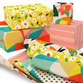 thumbnail image 3 of Hallmark Reversible Wrapping Paper (3 Rolls: 75 Sq. Ft. Ttl) Floral, Lemons, Bright Abstract , 3 of 7