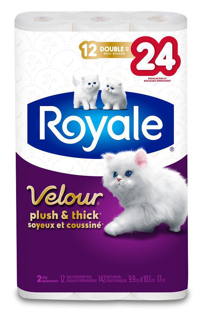 ROYALE Velour Plush and Thick Bathroom Tissue Soft Toilet Paper