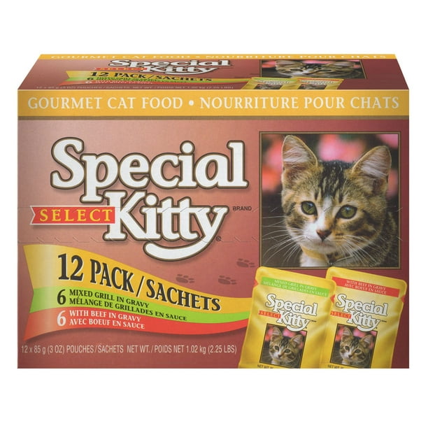 Special Kitty select Nourriture pour chats gourmet emballage multi-saveur mélange de grillades avec boeuf, 12 x 85 g