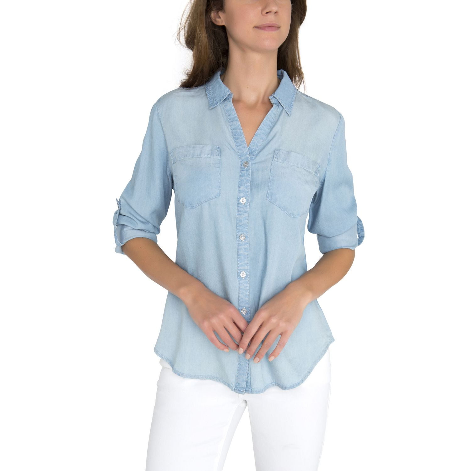 Jordache Women's Denim Shirt with Embroidery