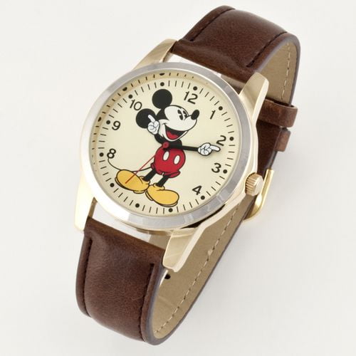 Montre analogique pour adulte Mickey Mouse avec bracelet brun