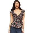 thumbnail image 1 of Sofia Jeans by Sofia Vergara Women’s Short Sleeve Ruffle Wrap Top, 1 of 7