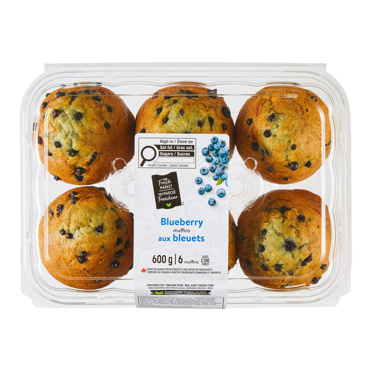 Your Fresh Market Blueberry Muffins, 6 pieces 600 g total