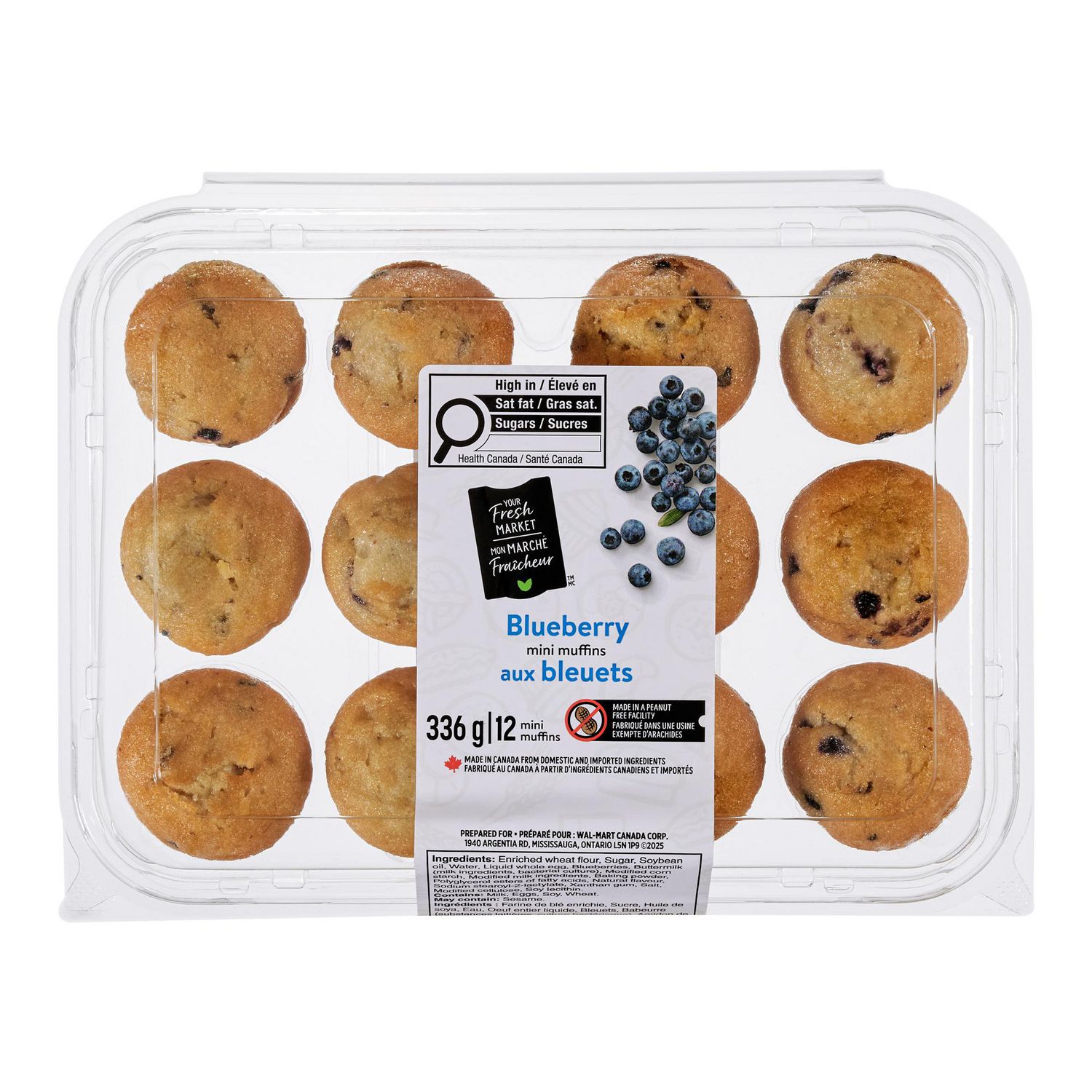 Your Fresh Market Blueberry Mini Muffins, 12 muffins, 336 g total