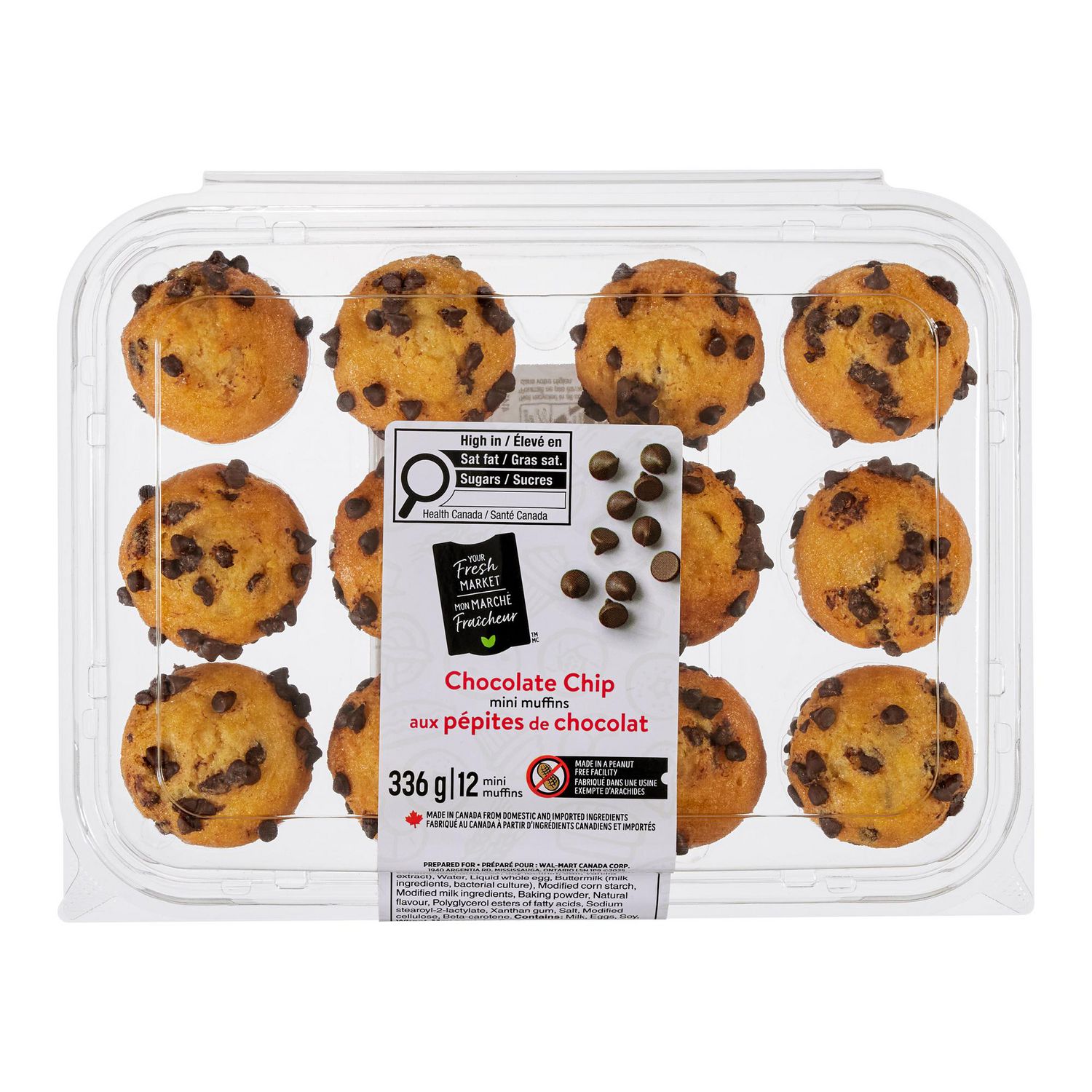 Your Fresh Market Chocolate Chip Mini Muffins, 12 muffins, 336 g total
