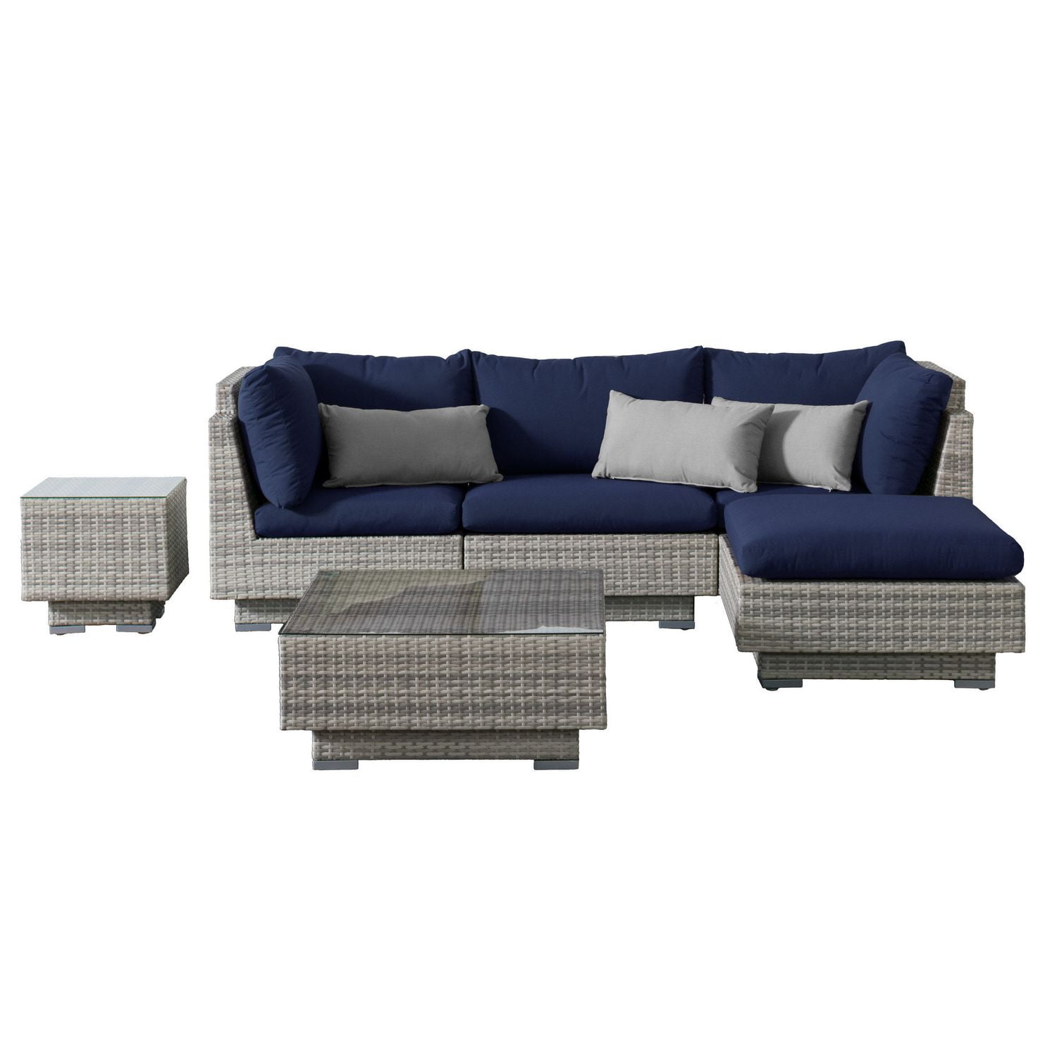 CorLiving Azure Navy Sunbrella Wicker Patio Sectional Set Walmart Canada
