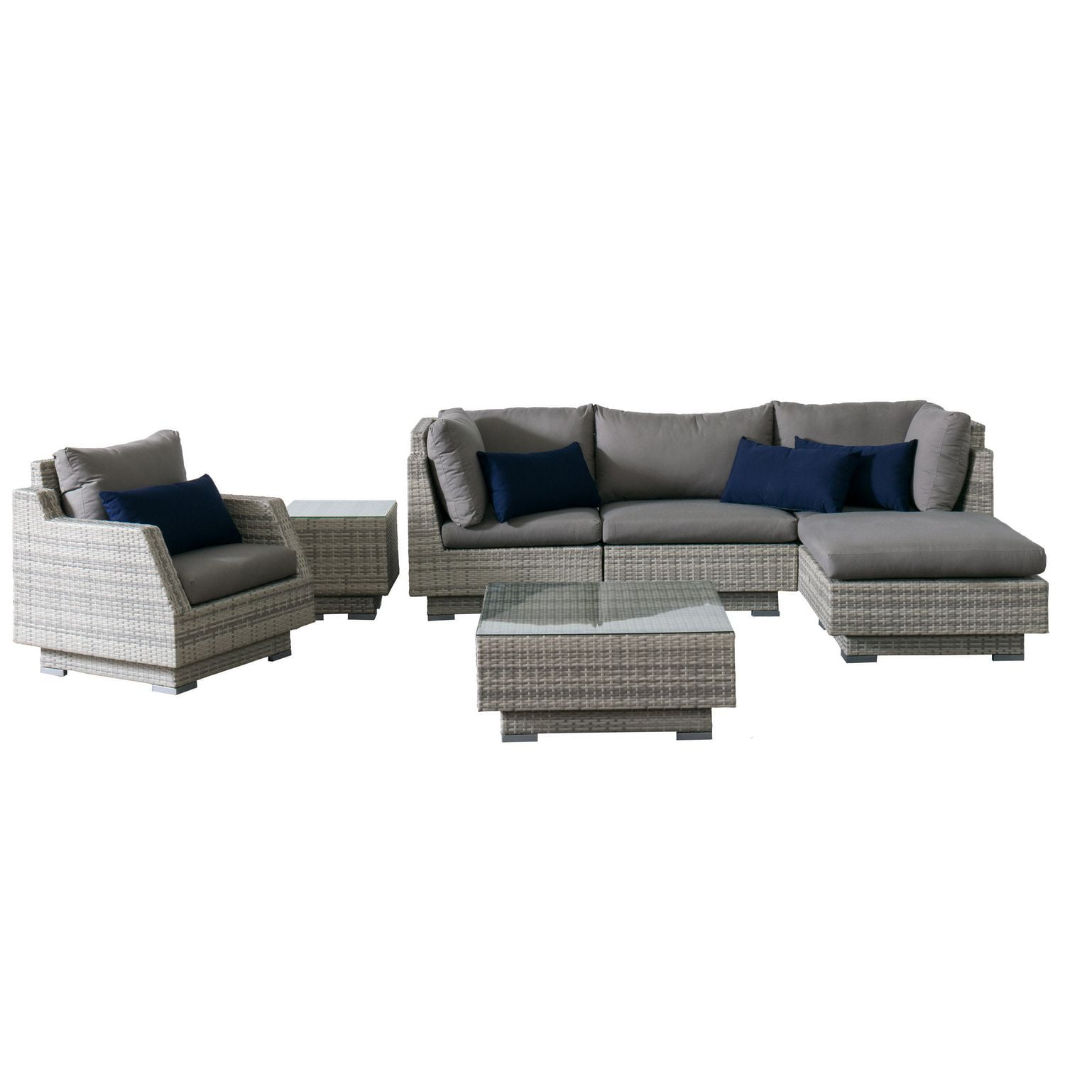 CorLiving Azure Grey Sunbrella Wicker Patio Sectional Set Walmart Canada